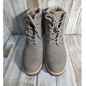 Limelight Womens Taupe Lace Up Ankle Boots Metallic Collar Lug Sole Size 8